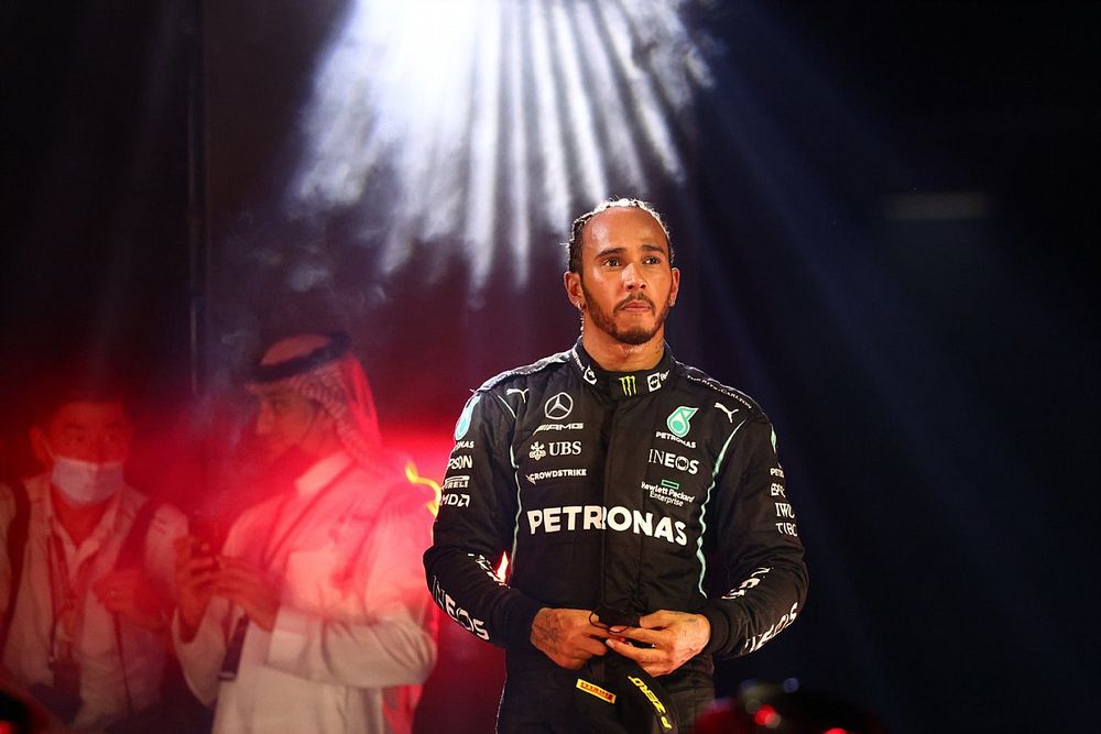 Lewis Hamilton, Mercedes, 1st position, on the podium