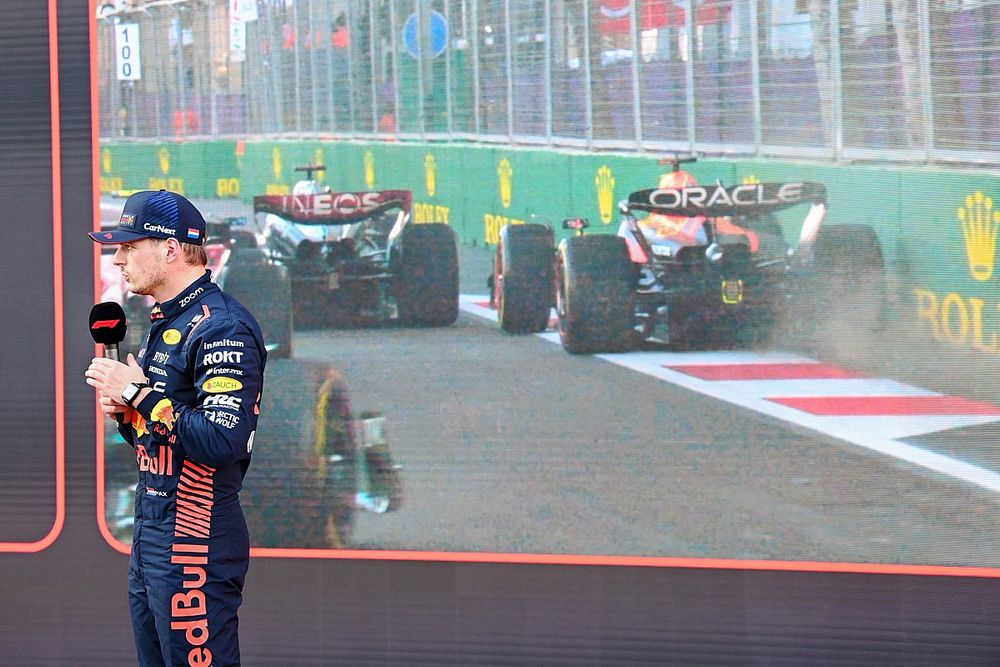 Max Verstappen, Red Bull Racing, 3rd position, is interviewed in Parc Ferme