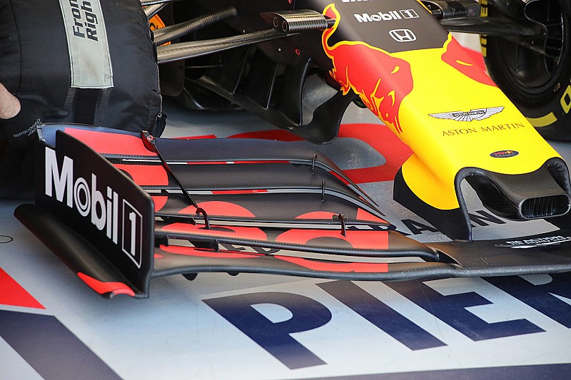 Red Bull: tagliata la bandella dell'ala anteriore della RB15 per consentire l'outwash