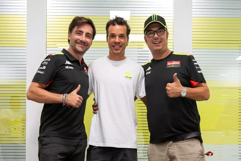 Franco Morbidelli, VR46 Racing Team, Alessio Salucci, director del VR46 Racing Team, Pablo Nieto, Team Manager del VR46 Racing Team
