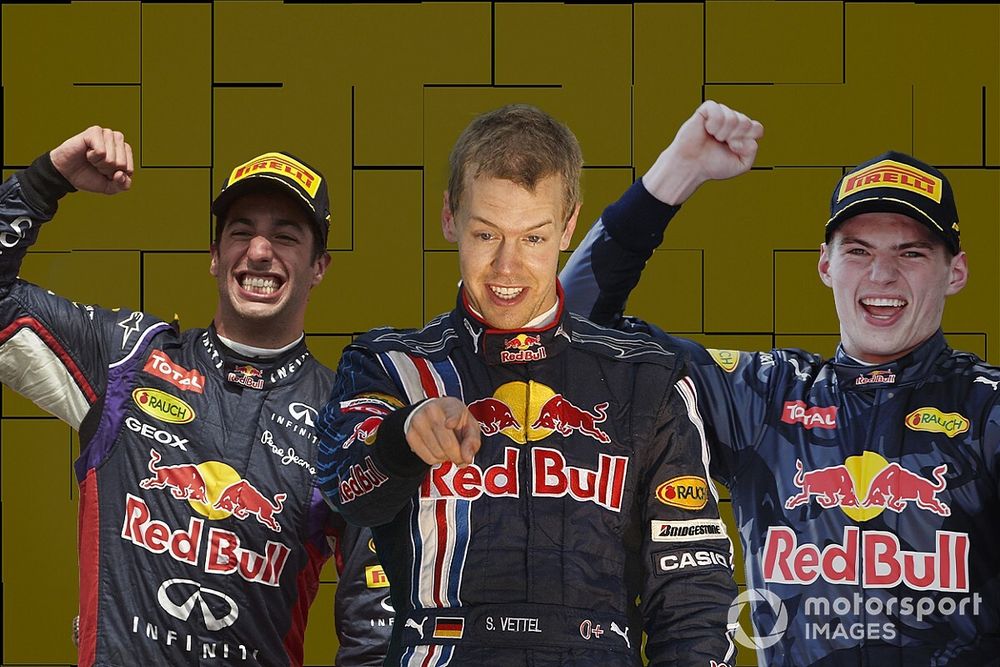 Daniel Ricciardo, Sebastian Vettel, Max Verstappen, Red Bull Racing