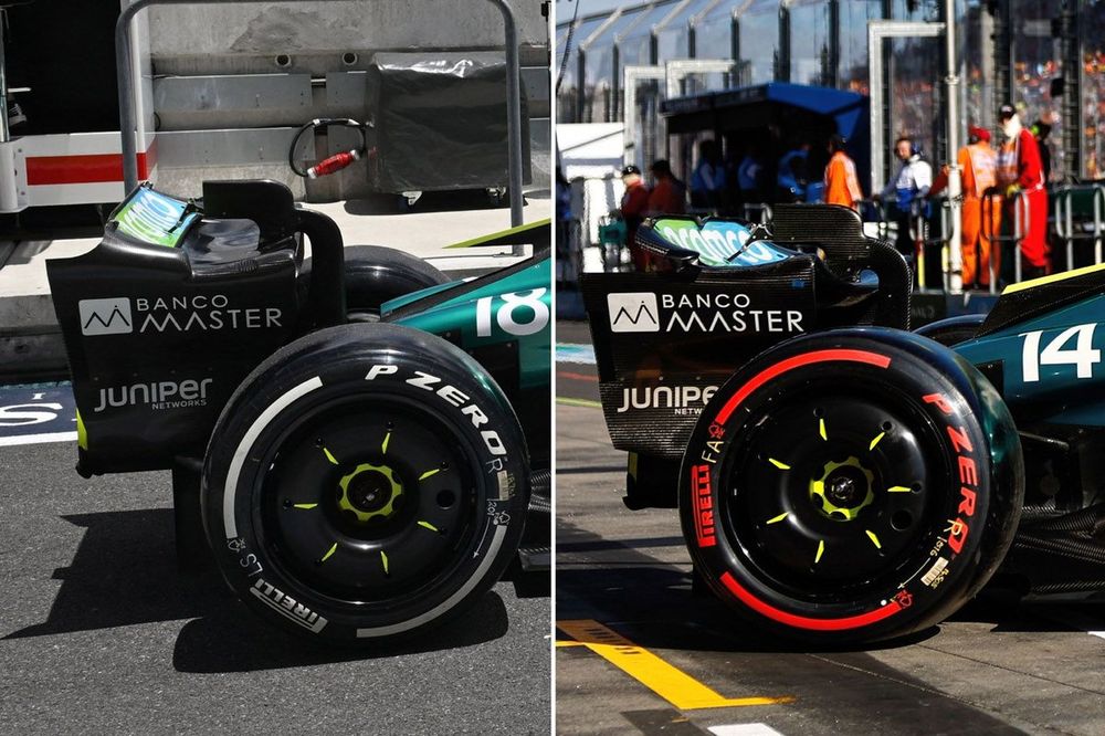 Comparación del alerón trasero del Aston Martin AMR24