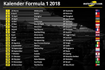 Jadwal resmi kalender Formula 1 2018