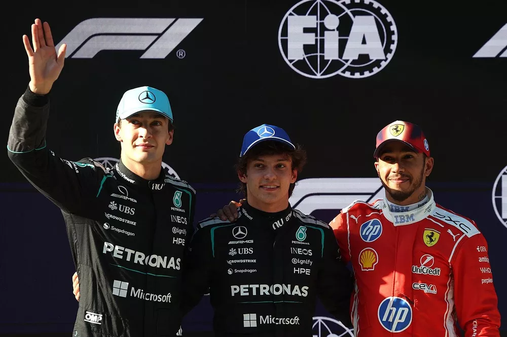 Lewis Hamilton, Ferrari, George Russell, Mercedes, Andrea Kimi Antonelli, Mercedes
