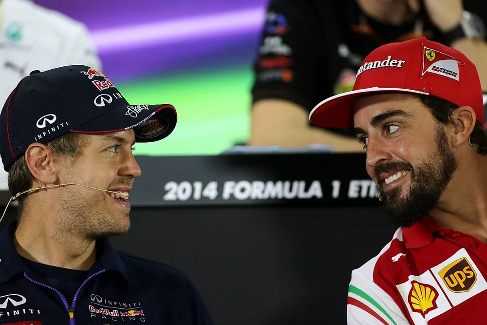 Sebastian Vettel, Red Bull Racing y Fernando Alonso, Scuderia Ferrari