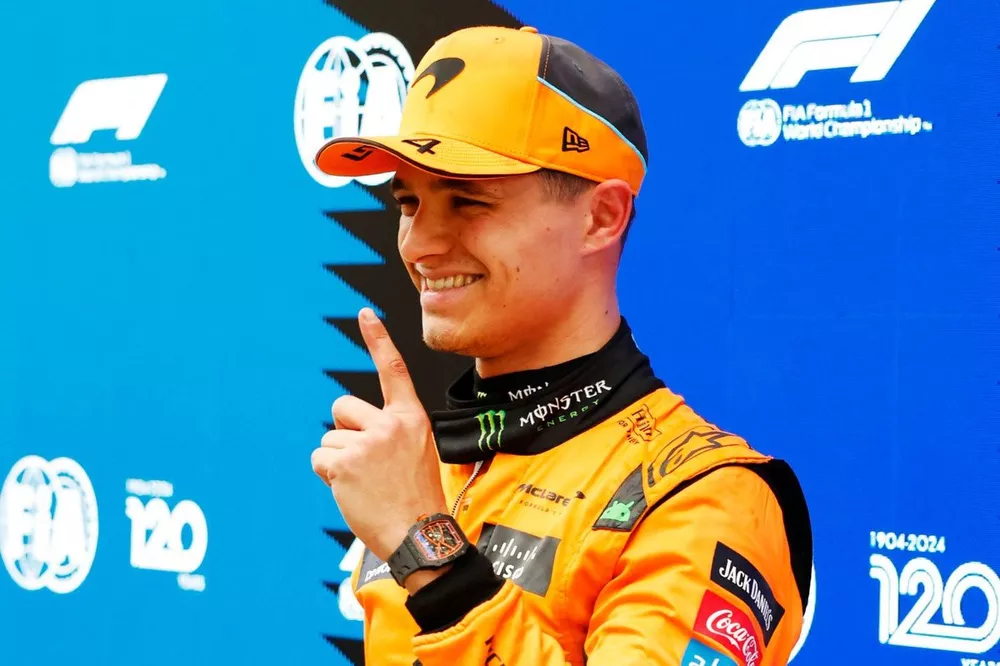Sprint Pole man Lando Norris, McLaren F1 Team, celebrates