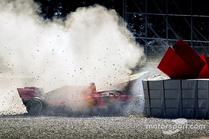 Sebastian Vettel, Ferrari  crash