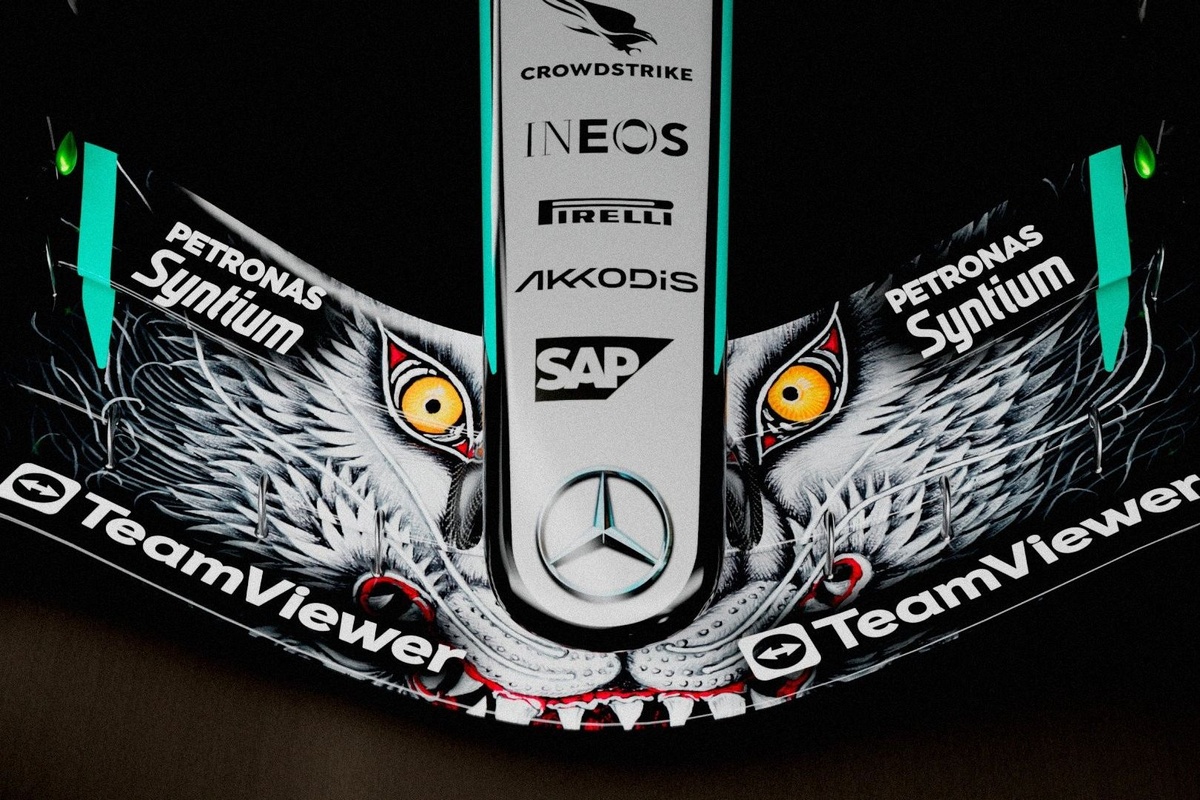 F1: Mercedes lança nova pintura para GP do Japão com desenho de lobo