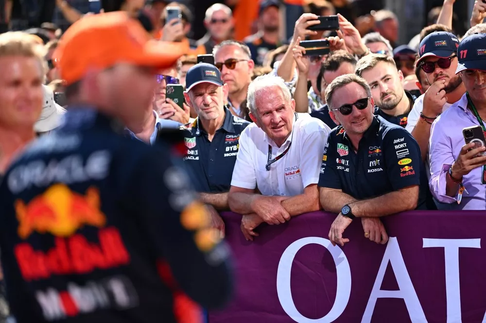 Christian Horner, director de Red Bull Racing, Helmut Marko, consultor de Red Bull Racing, Adrian Newey, jefe t&eacute;cnico de Red Bull Racing