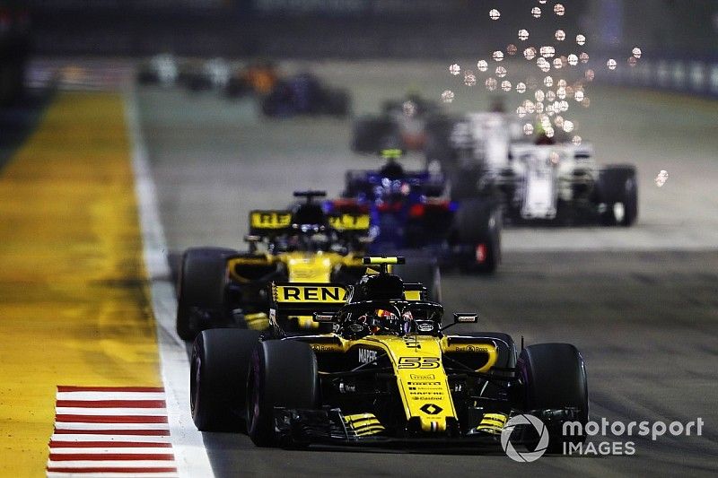 Carlos Sainz Jr., Renault Sport F1 Team R.S. 18,  Nico Hulkenberg, Renault Sport F1 Team R.S. 18, Brendon Hartley, Toro Rosso STR13 Honda, y Marcus Ericsson, Alfa Romeo Sauber C37