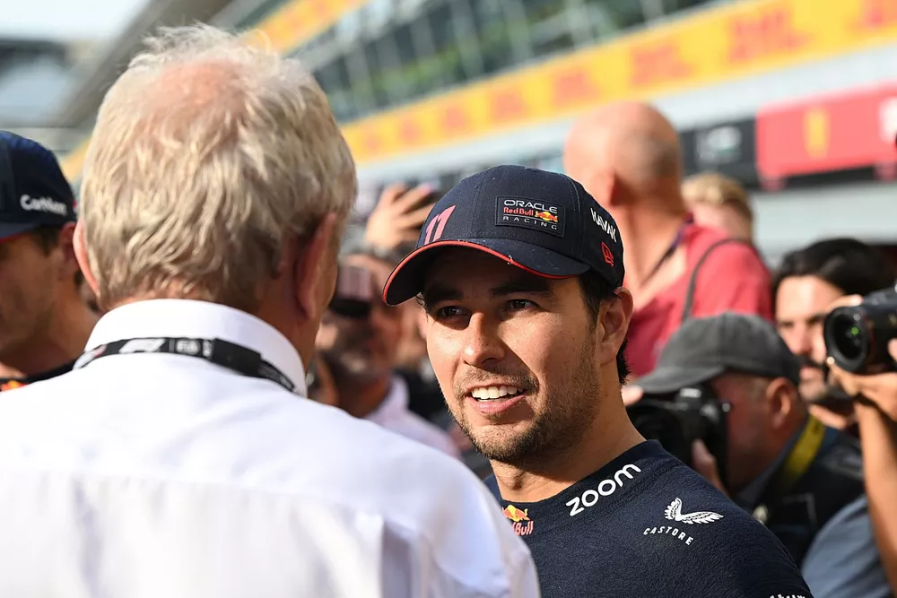 Helmut Marko, adviseur, Red Bull Racing, Sergio Perez, Red Bull Racing