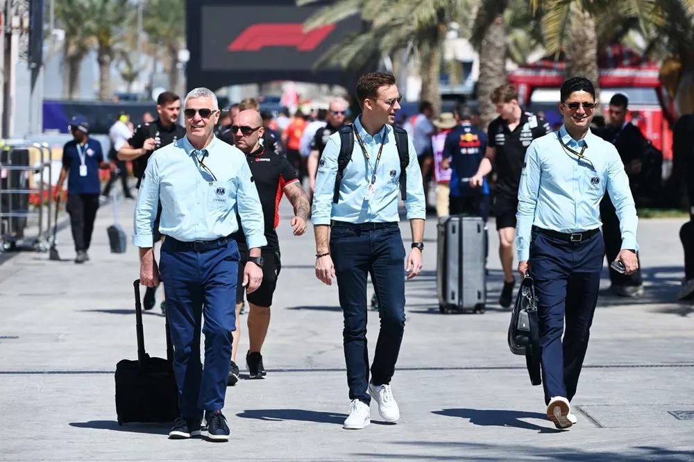 Derek Warwick, British former racing driver, enters the paddock