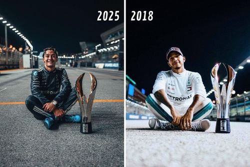 Por qu&eacute; George Russell recre&oacute; la famosa foto de Hamilton tras ganar en Singapur