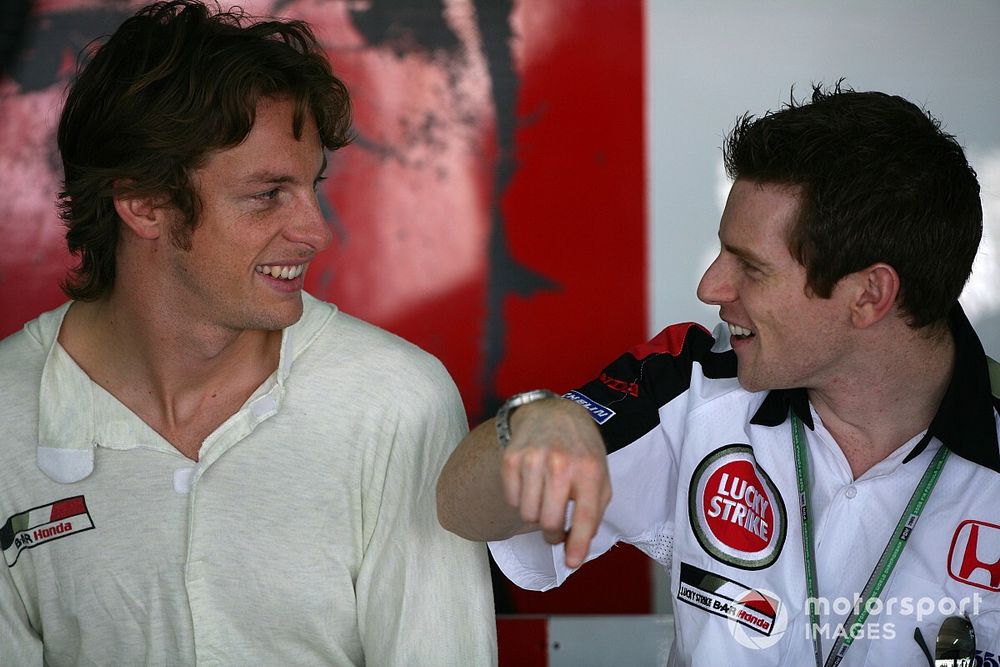 Jenson Button, BAR, with Anthony Davidson, BAR