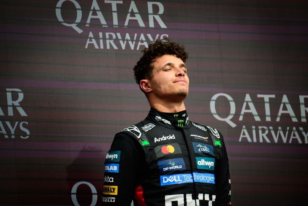 Podium: Race winner Lando Norris, McLaren