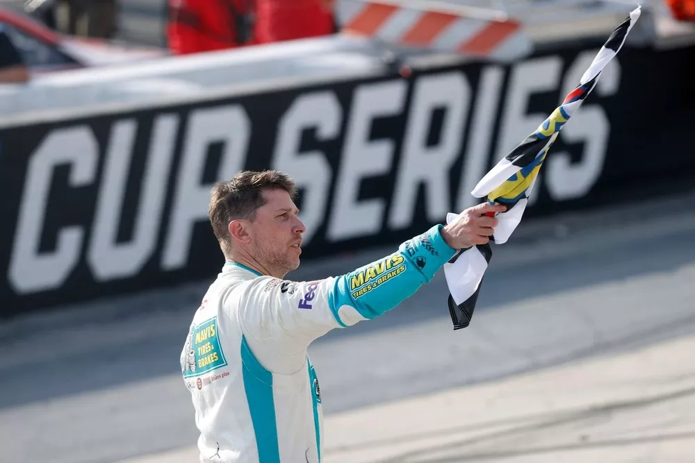 Race winner Denny Hamlin, Joe Gibbs Racing, Toyota Camry