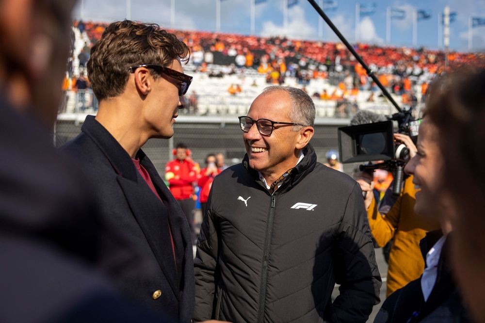 George Russell, Mercedes-AMG F1 Team, Stefano Domenicali, CEO, Formula One Group