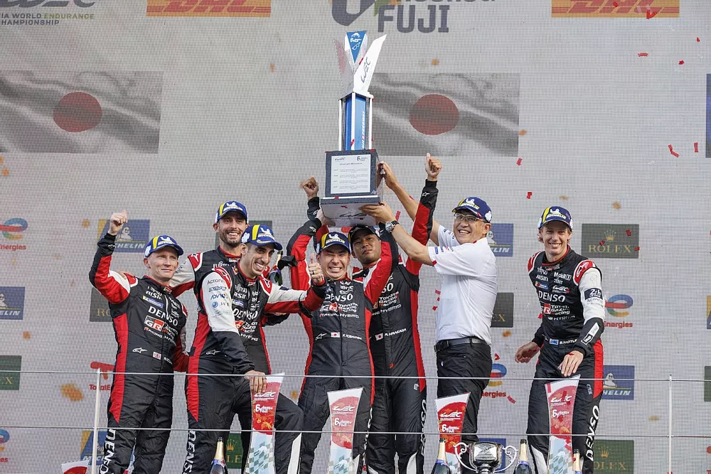 Hypercar Podium: #8 Toyota Gazoo Racing Toyota GR010 - Hybrid LMP1: Sébastien Buemi, Brendon Hartley, Ryo Hirakawa, #7 Toyota Gazoo Racing Toyota GR010 - Hybrid LMP1: Mike Conway, Kamui Kobayashi, Jose Maria Lopez 