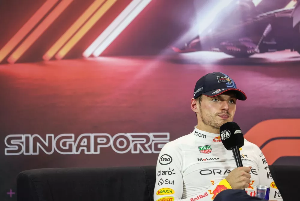 Max Verstappen, Red Bull Racing, in the post Qualifying Press Conference