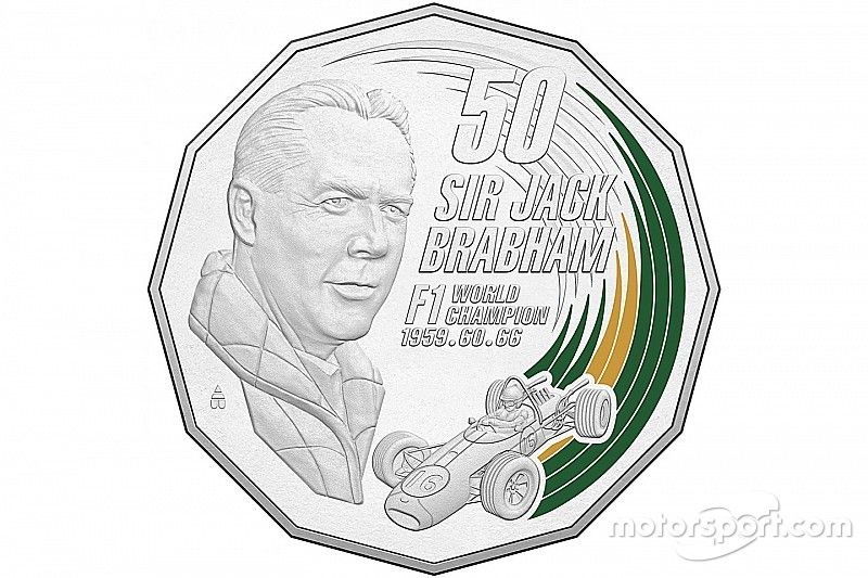 Moneda de Sir Jack Brabham no circulada, por el Palacio de la Moneda de Australia
