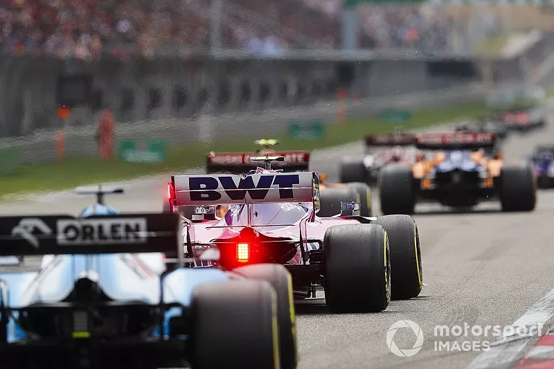 Lance Stroll, Racing Point RP19, sur la grille de d&eacute;part