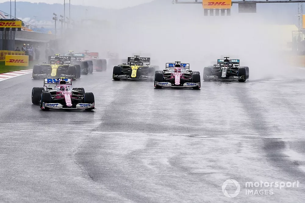 Lance Stroll, Racing Point RP20, Sergio Perez, Racing Point RP20, Daniel Ricciardo, Renault F1 Team R.S.20, Esteban Ocon, Renault F1 Team R.S.20, Lewis Hamilton, Mercedes F1 W11