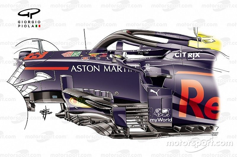 Detalle extra de refrigeraci&oacute;n del Red Bull Racing RB16