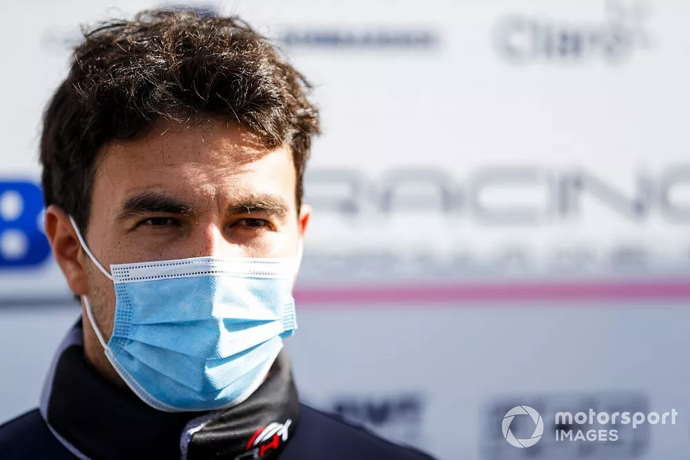 Sergio Perez, Racing Point speaks to the media