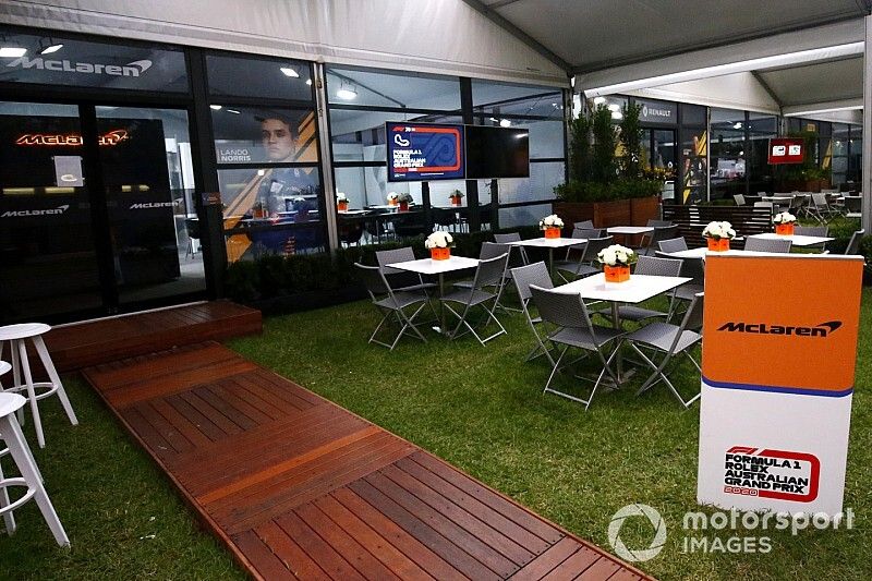 Outside the McLaren hospitality area