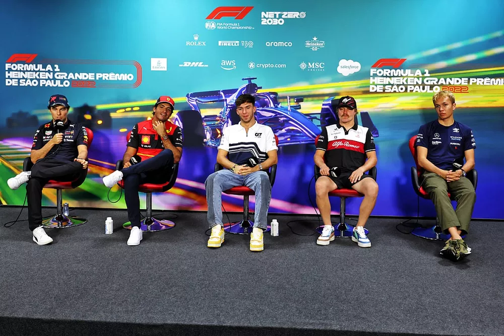 Sergio Perez, Red Bull Racing Carlos Sainz, Ferrari Pierre Gasly, Scuderia AlphaTauri Valtteri Bottas, Alfa Romeo F1 Team Alex Albon, Williams Racing at Press Conference