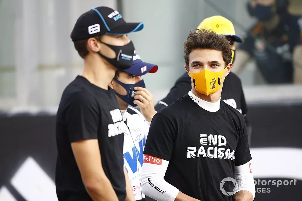 George Russell, Williams Racing, Lando Norris, McLaren en apoyo al movimiento de fin al racismo