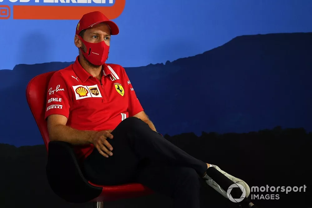 Sebastian Vettel, Ferrari, en conf&eacute;rence de presse