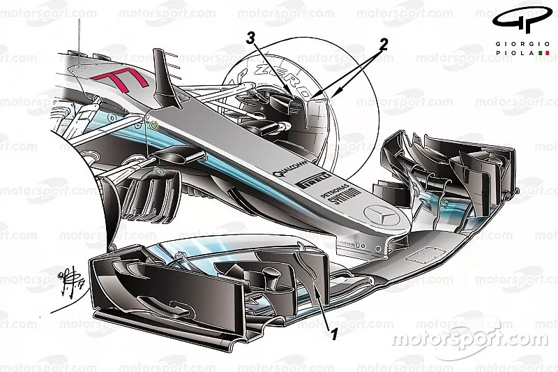 Mercedes F1 W08, neuer Frontfl&uuml;gel