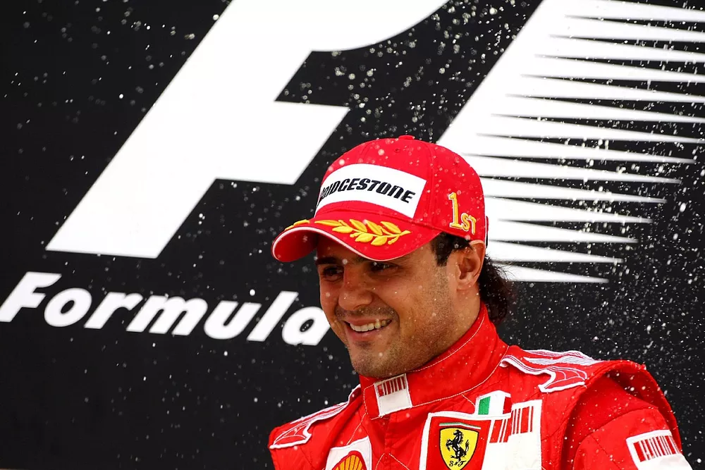 Podium: race winner Felipe Massa celebrates