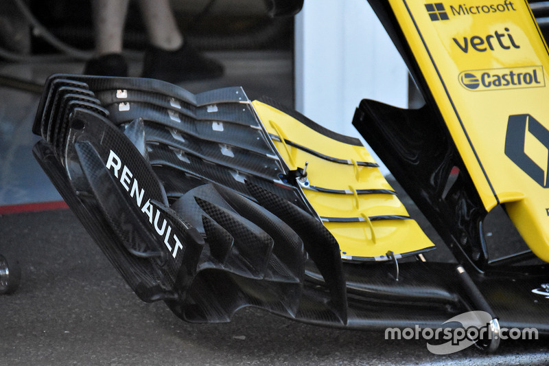 Detalle del alerón delantero del Renault Sport F1 Team R.S. 18