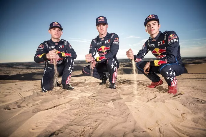 Blade Hildebrand, Mitch Guthrie y Seth Quintero, miembros del equipo Red Bull Junior Off-Road