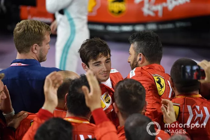 Ferrari takımı ve 3. sıra Charles Leclerc, Ferrari, Parc Ferme