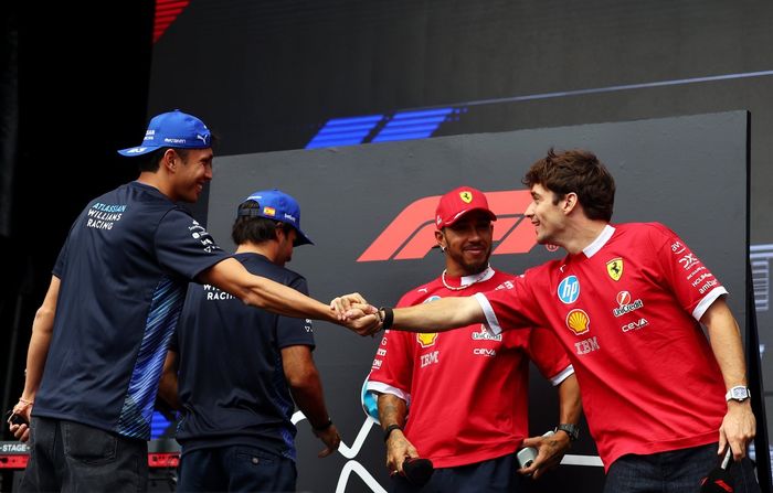 Charles Leclerc, Ferrari, Lewis Hamilton, Ferrari, Alexander Albon, Williams, Carlos Sainz, Williams