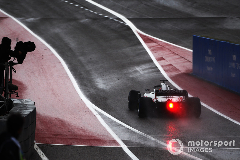Romain Grosjean, Haas F1 Team VF-18, leaves the pits