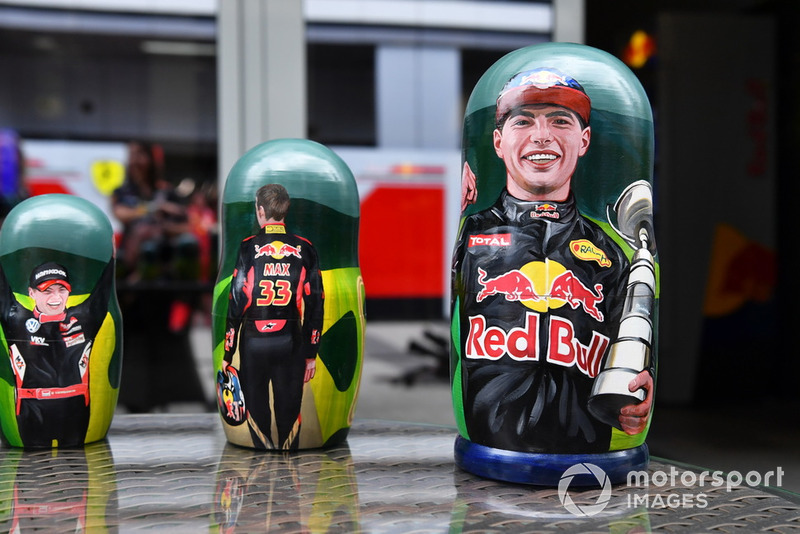 Max Verstappen, Red Bull Racing on a Russian matryoshka
