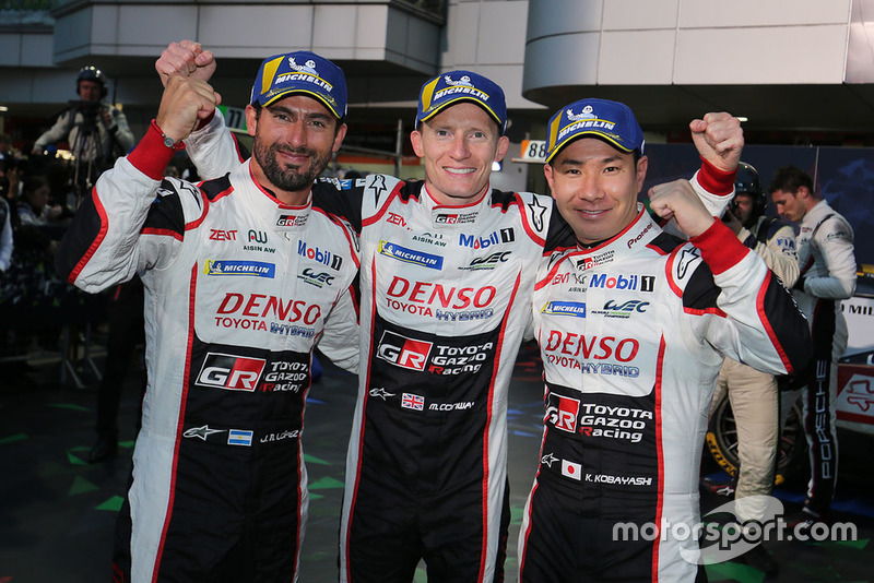 Race winners #7 Toyota Gazoo Racing Toyota TS050: Mike Conway, Kamui Kobayashi, Jose Maria Lopez