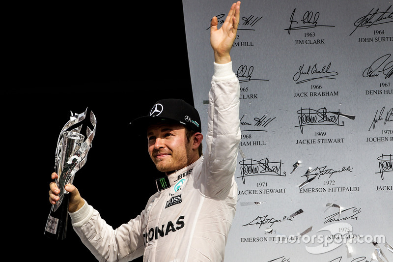 Nico Rosberg, Mercedes AMG F1 celebrates his second position on the podium