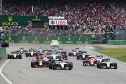 Lewis Hamilton, Mercedes AMG F1 W07 Hybrid leads at the start of the race