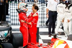 Sebastian Vettel, Ferrari, 1st Position, celebrates in Parc Ferme