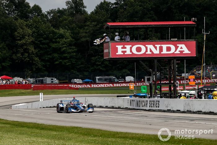 Alex Palou, Chip Ganassi Racing Honda, bandera a cuadros, victoria