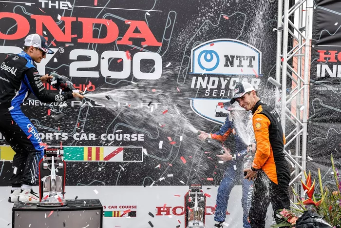 Alex Palou, Chip Ganassi Racing, Scott Dixon, Chip Ganassi Racing, Christian Lundgaard, Arrow McLaren