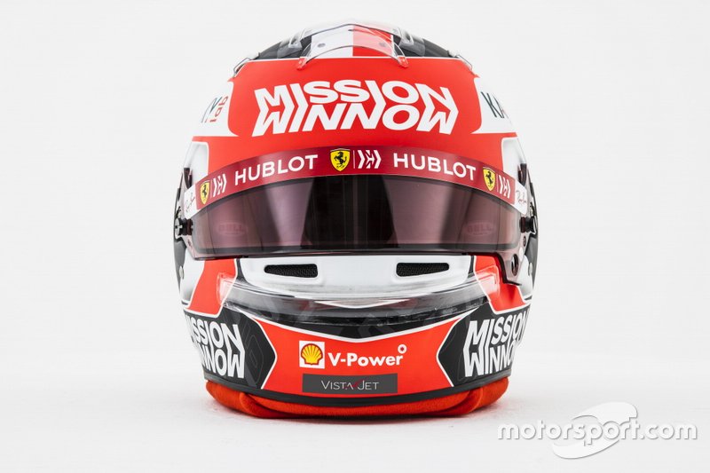 El casco de Charles Leclerc, Ferrari