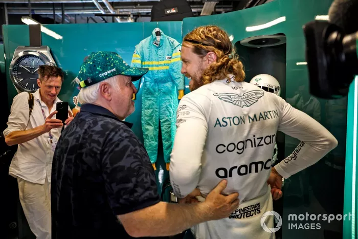 Sebastian Vettel, Aston Martin, con su padre Norbert