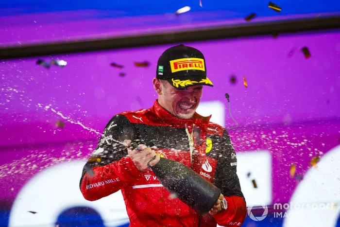 Podio: segundo lugar Charles Leclerc, Ferrari