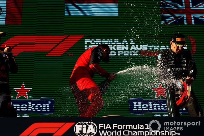 Podio: ganador Charles Leclerc, Ferrari